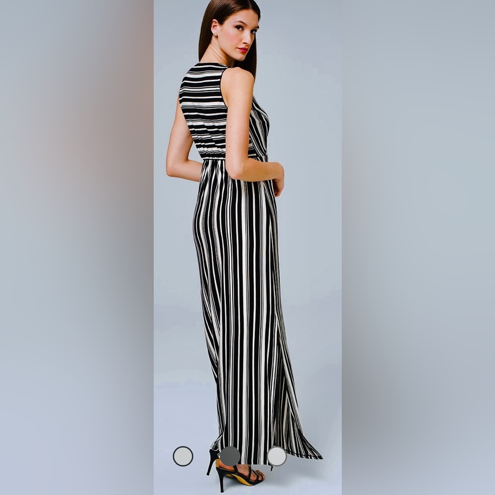 White House Black Market Black and White Striped Maxi Dress - Picture 5 of 8